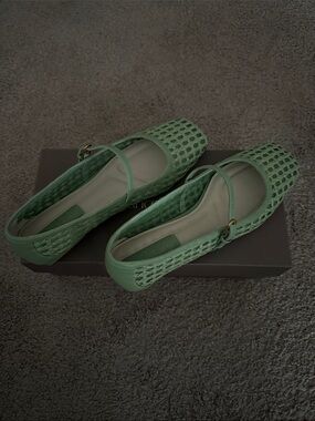 Franco Sarto Mint Green Woven Mary Jane Flats
